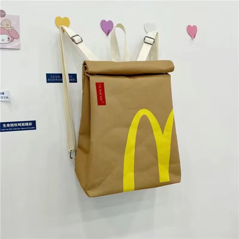 Trendy Fast Food Backpack - Playful and Spacious Bag for Everyone