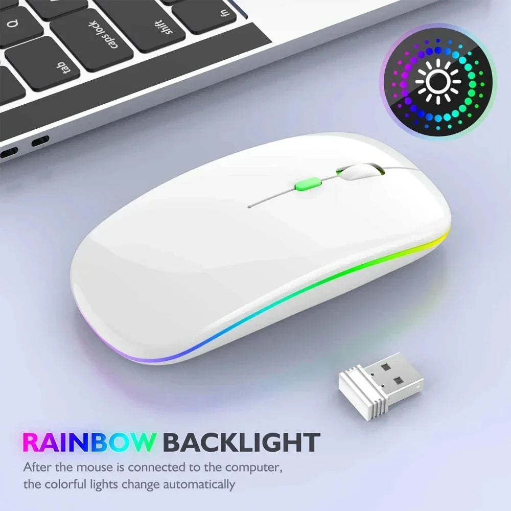 GameCore Wireless Mouse Rechargeable LED Backlight Dual Mode | Wireless Mouse | Bluetooth & 2.4GHz Receiver for Laptop, PC & Gaming