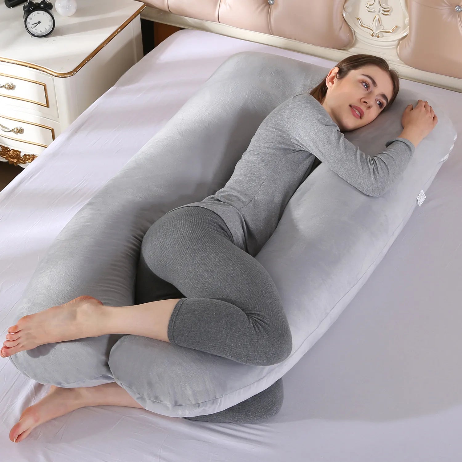 EmberLuxe U-Shaped Maternity Pillow | Soft Coral Fleece for Full Body Support and Comfort