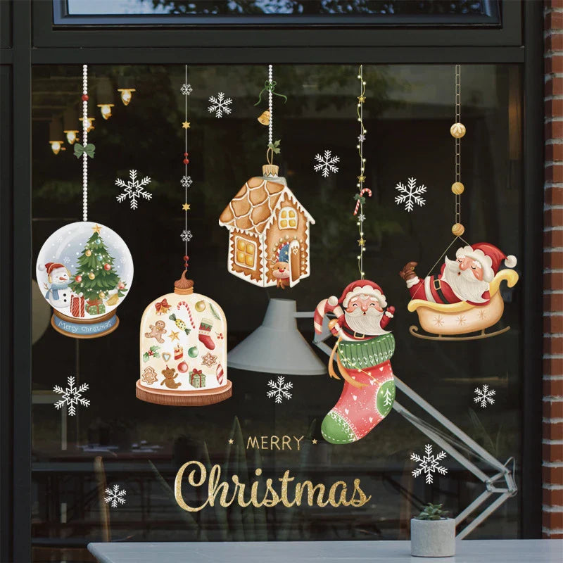 Window Christmas Decorations - Festive Decor with Santa and Animals for a Cosy Christmas