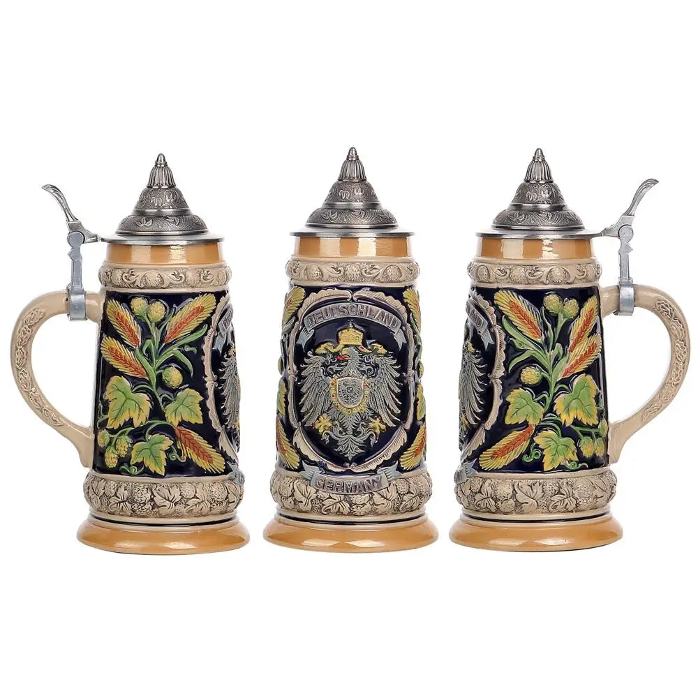 Beer Mug with Relief & Pewter Lid (0.8 L) – Bavaria Mug Oktoberfest 2025