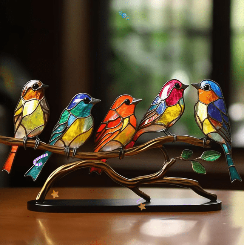 VividVista Stained Glass Bird Ornaments | Nature-Inspired Handmade Window Decorations