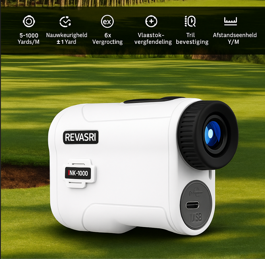 REVASRI – Golf Rangefinder with Slope & Pin Lock | Golf Distance Meter | 914m Laser, Rechargeable, Tournament-Legal Slope Function