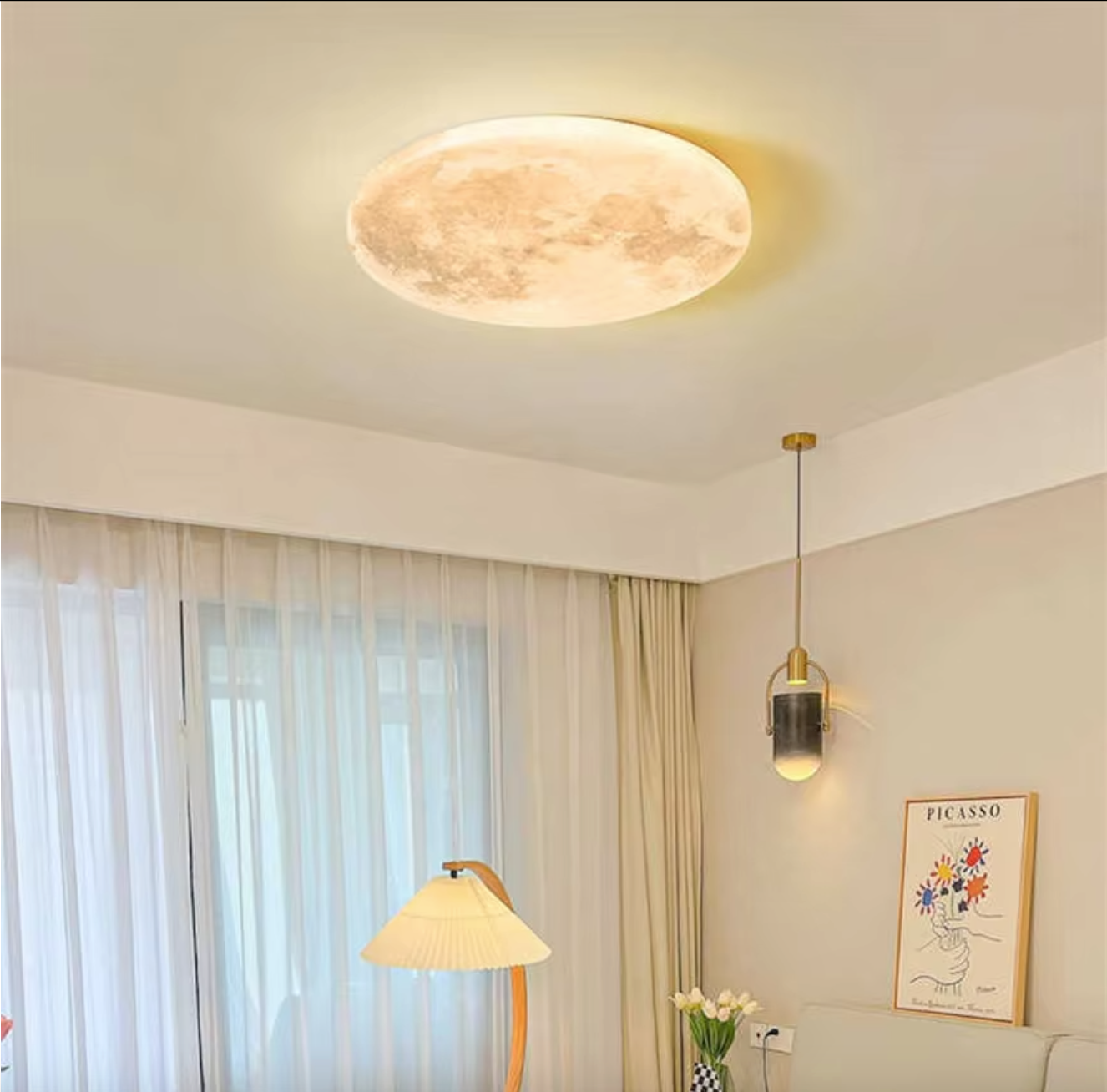 MoonAura Moon LED Lamp | Dimmable | Ø26-40 cm | Colour Change with Remote Control | Suitable for Bedroom, Hall & Bathroom | Modern Minimalist Style | Energy Efficient | Easy Installation