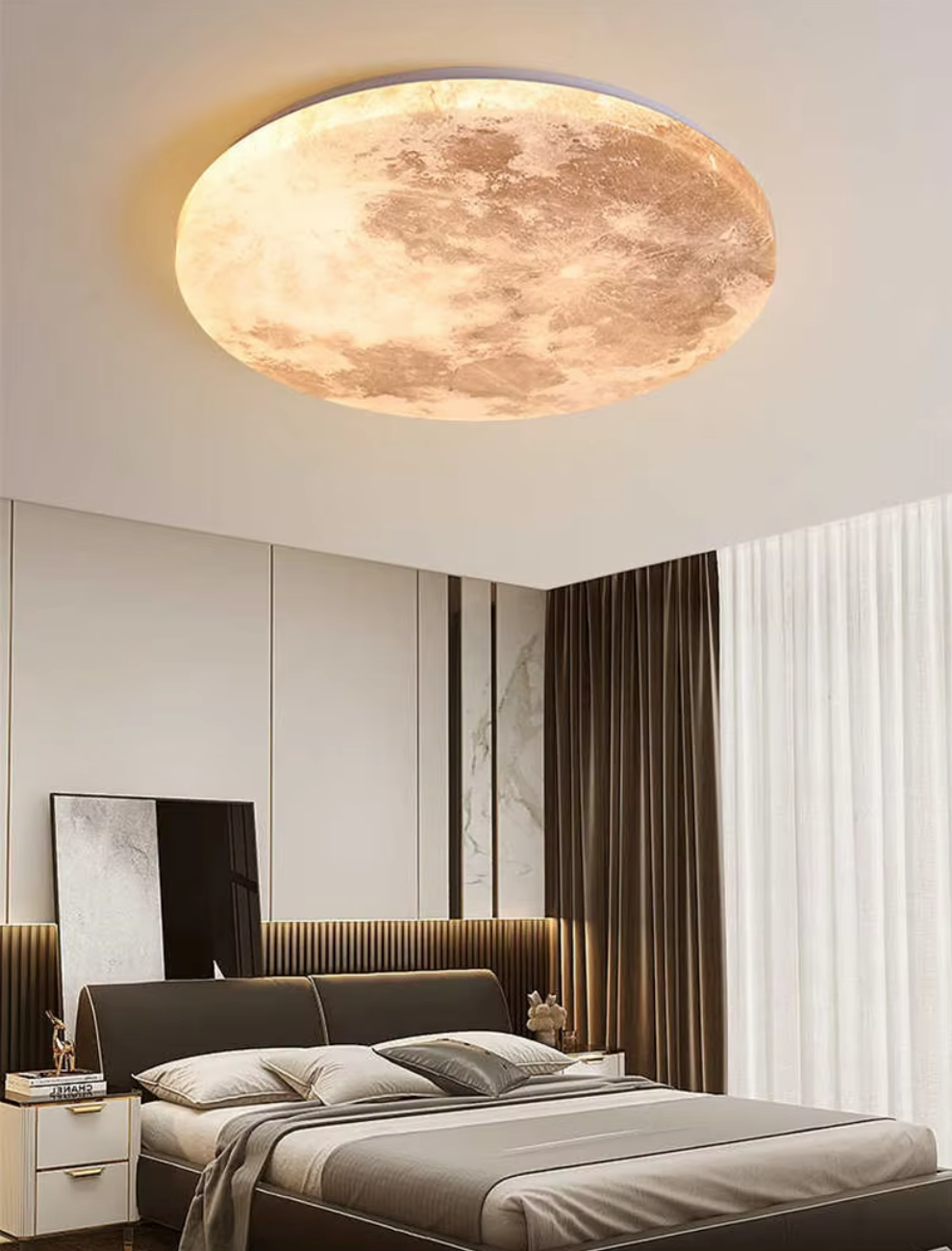 MoonAura Moon LED Lamp | Dimmable | Ø26-40 cm | Colour Change with Remote Control | Suitable for Bedroom, Hall & Bathroom | Modern Minimalist Style | Energy Efficient | Easy Installation