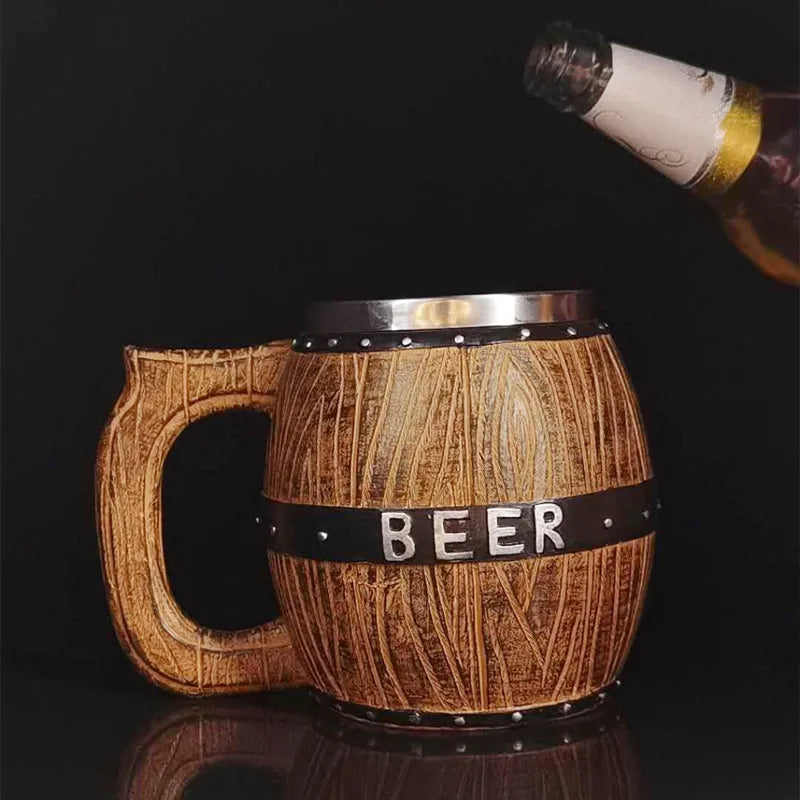 German Wooden Barrel Beer Mug - Authentic and Playful Drinking Experience