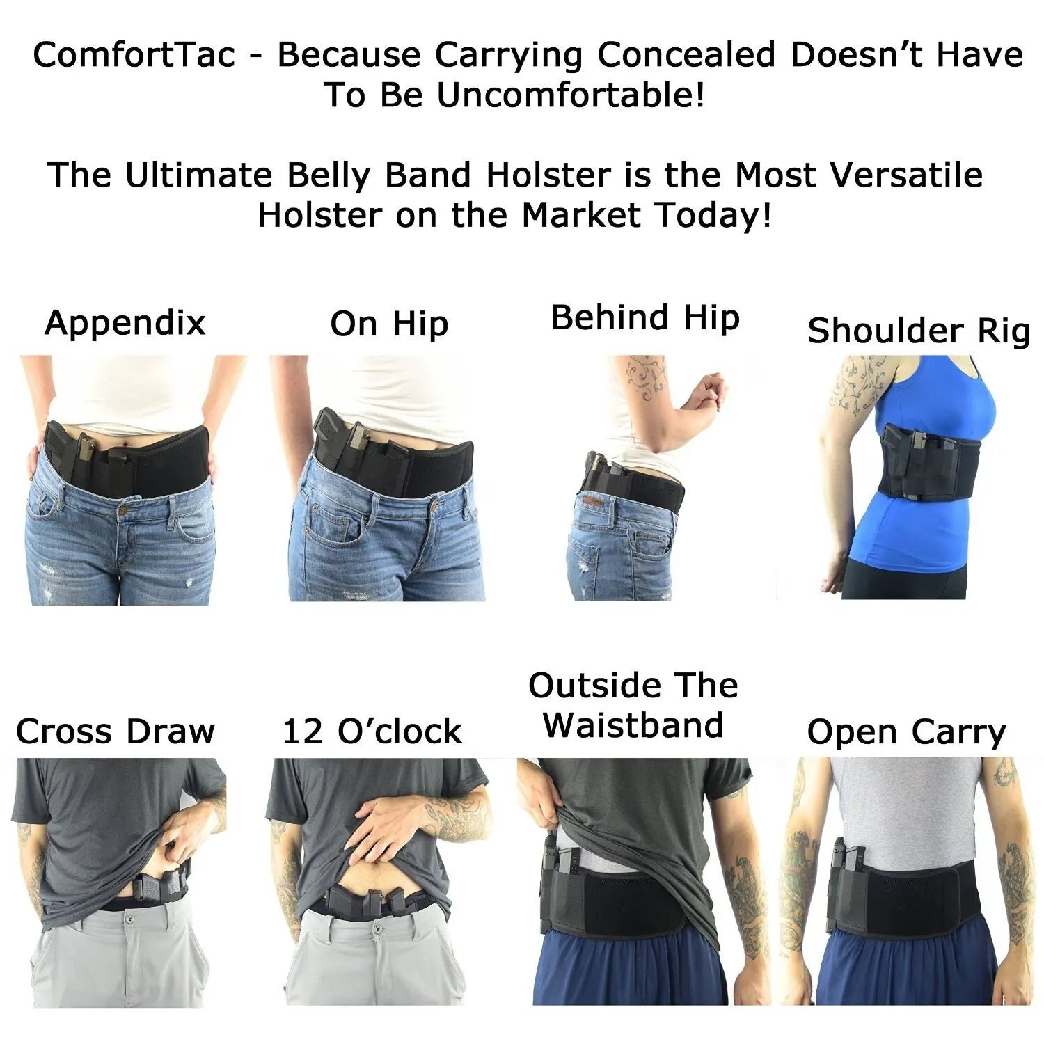 Tactical Belly Band Holster - Concealed Carry Waistband - Portable Hidden Holster for Outdoor Hunting & Defence
