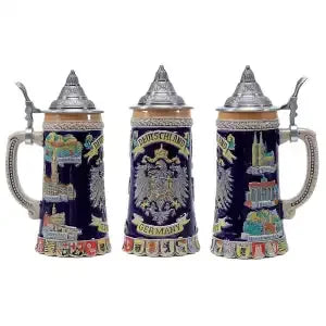 Beer Mug with Relief & Pewter Lid (0.8 L) – Bavaria Mug Oktoberfest 2025