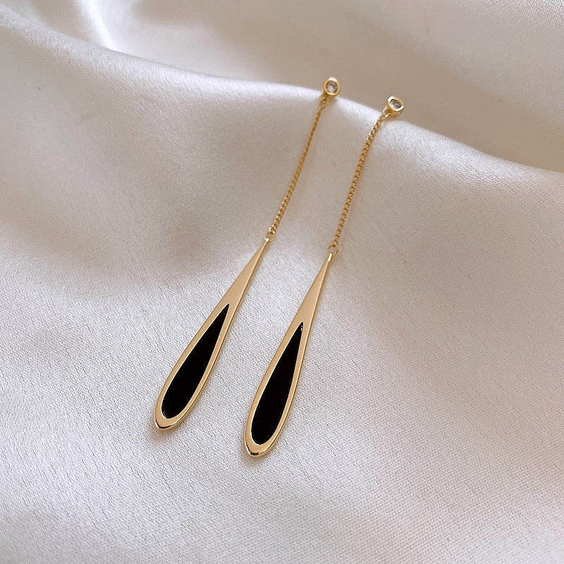 Long Tassel | Long Earrings with Black Tassel for Women