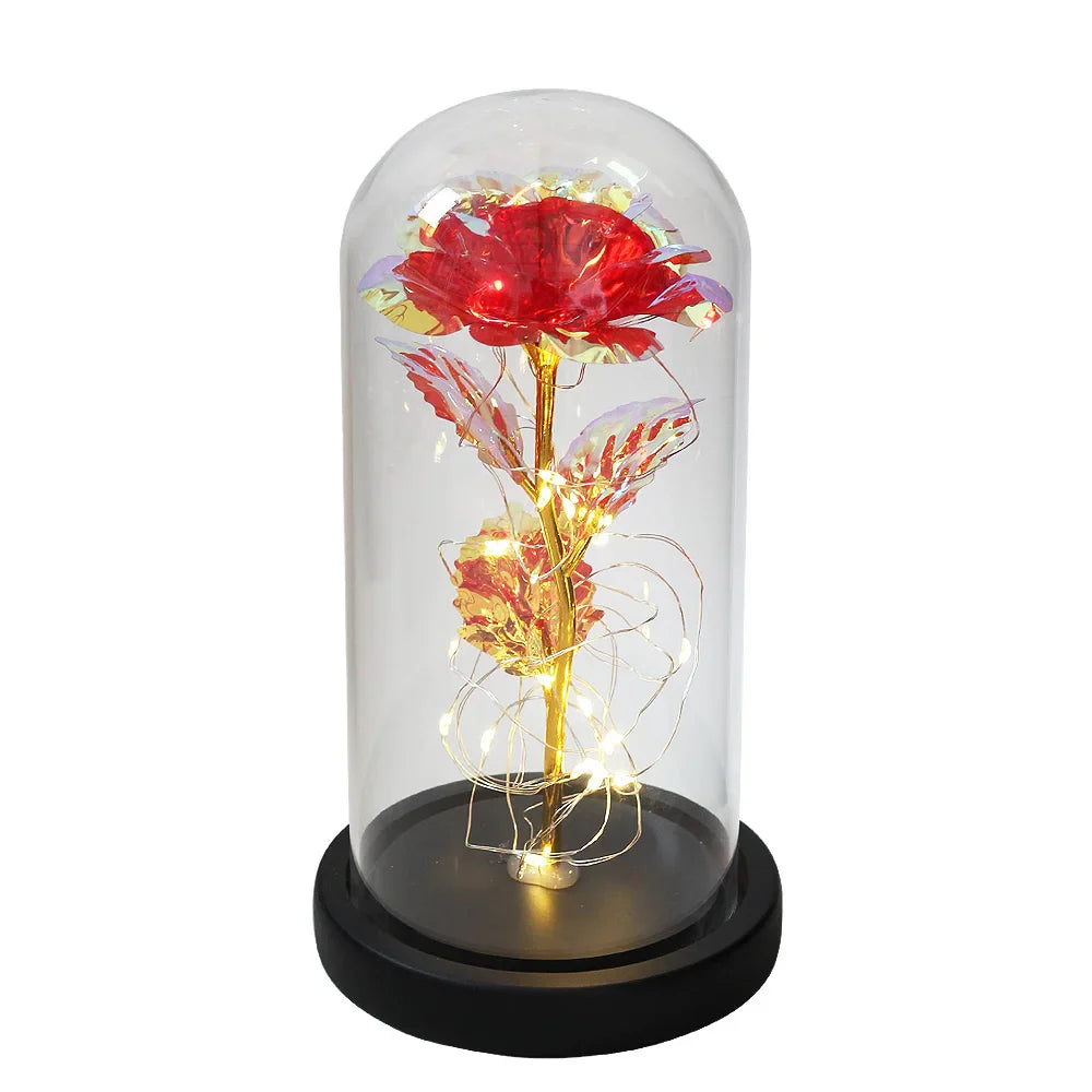 CrystalAura LED Rose Dome | Elegant Lighted Rose for Wedding and Event Decor