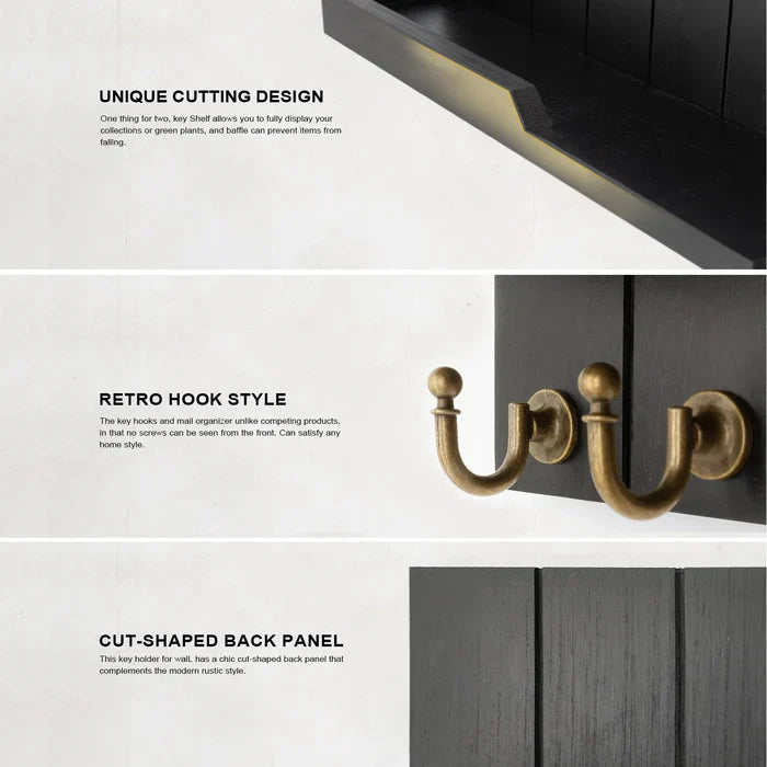 KeyNest - Wooden Key Holder with Shelf, Stylish Wall Solution for Keys and Post