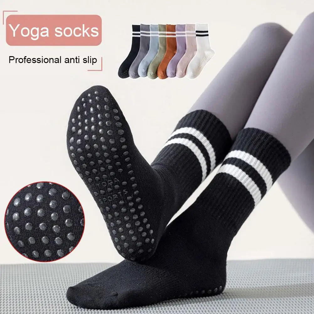Anti-Slip Mid-Tube Sports Socks for Fitness and Yoga - GripFit