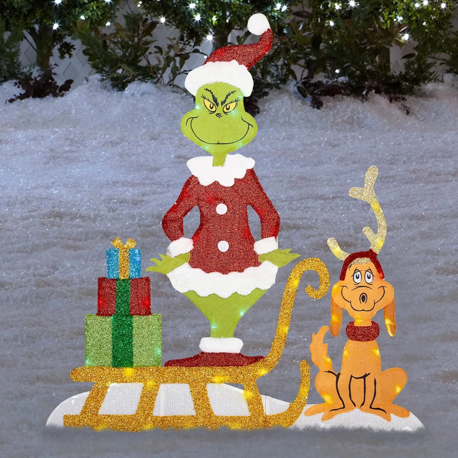 Grinch Christmas Decoration - Cheerful Garden Lighting for the Holidays