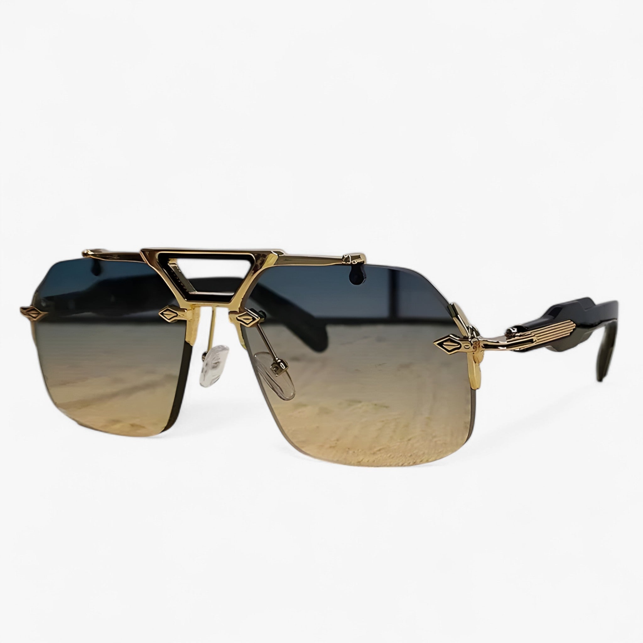 Rimless Oversized Sunglasses with Metal Accents – Vexor