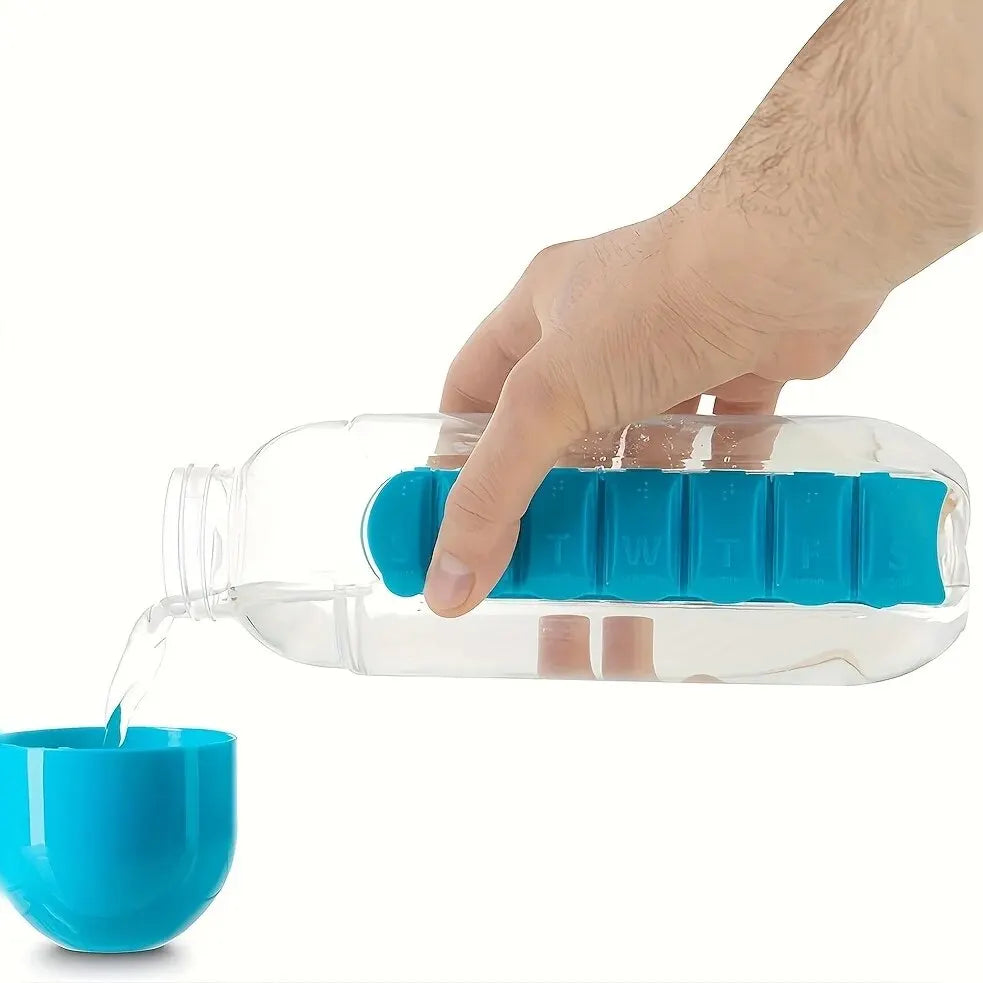 VitaBottle - Portable Water Bottle with Built-in Pill Box.