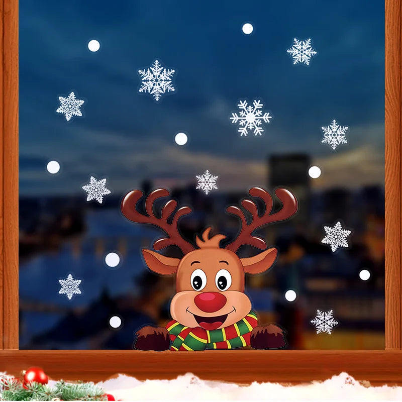 Window Christmas Decorations - Festive Decor with Santa and Animals for a Cosy Christmas