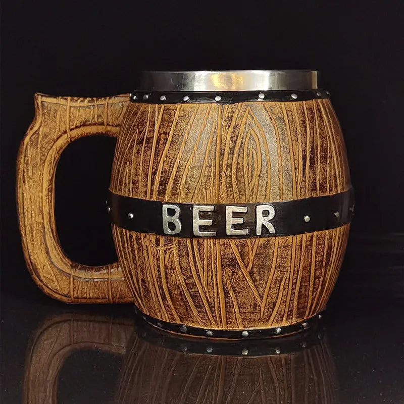 German Wooden Barrel Beer Mug - Authentic and Playful Drinking Experience