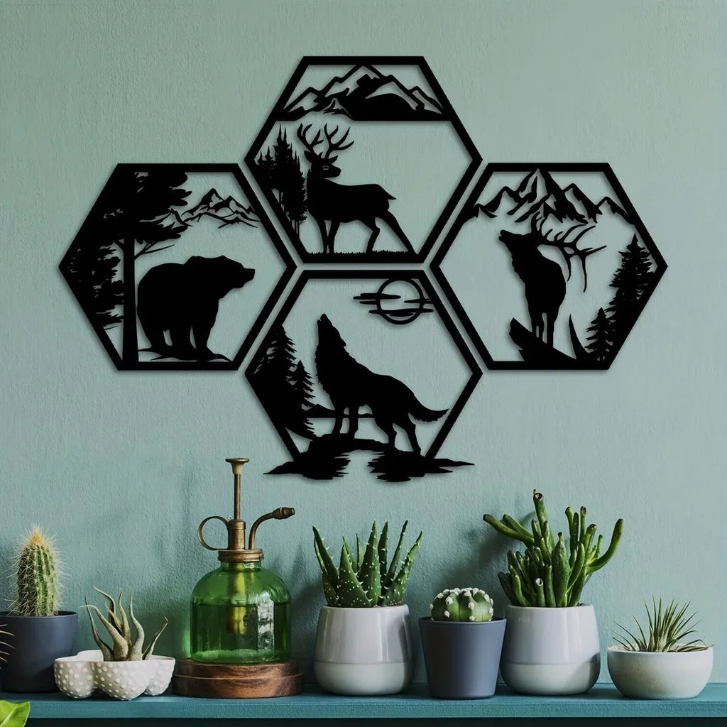 Wilderness Geometric Wall Decor – Animals and Mountains