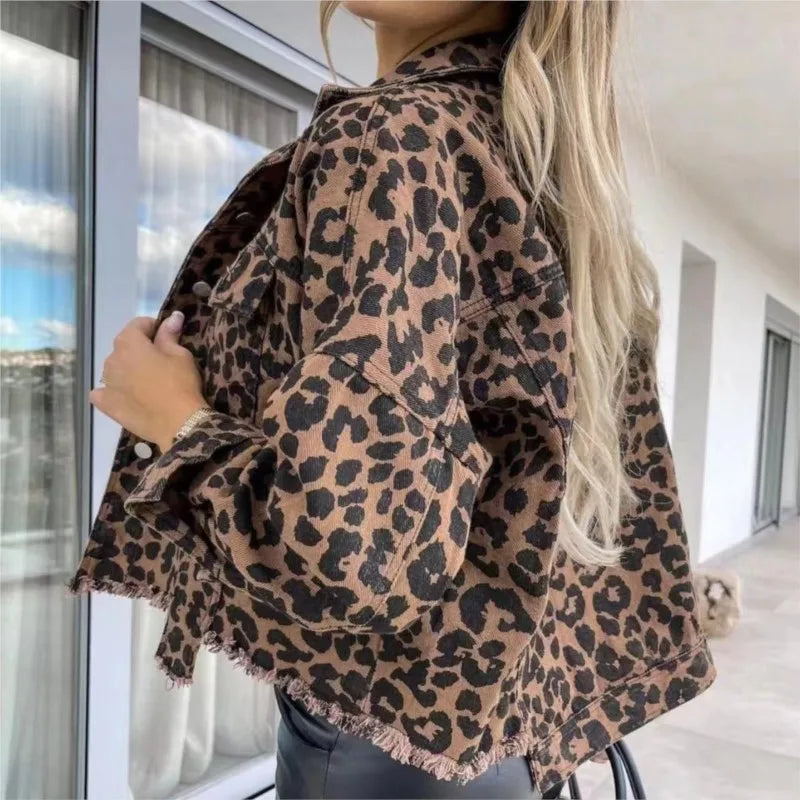 RENATE | Leopard Print Denim Jacket for Women - Stylish & Fashionable