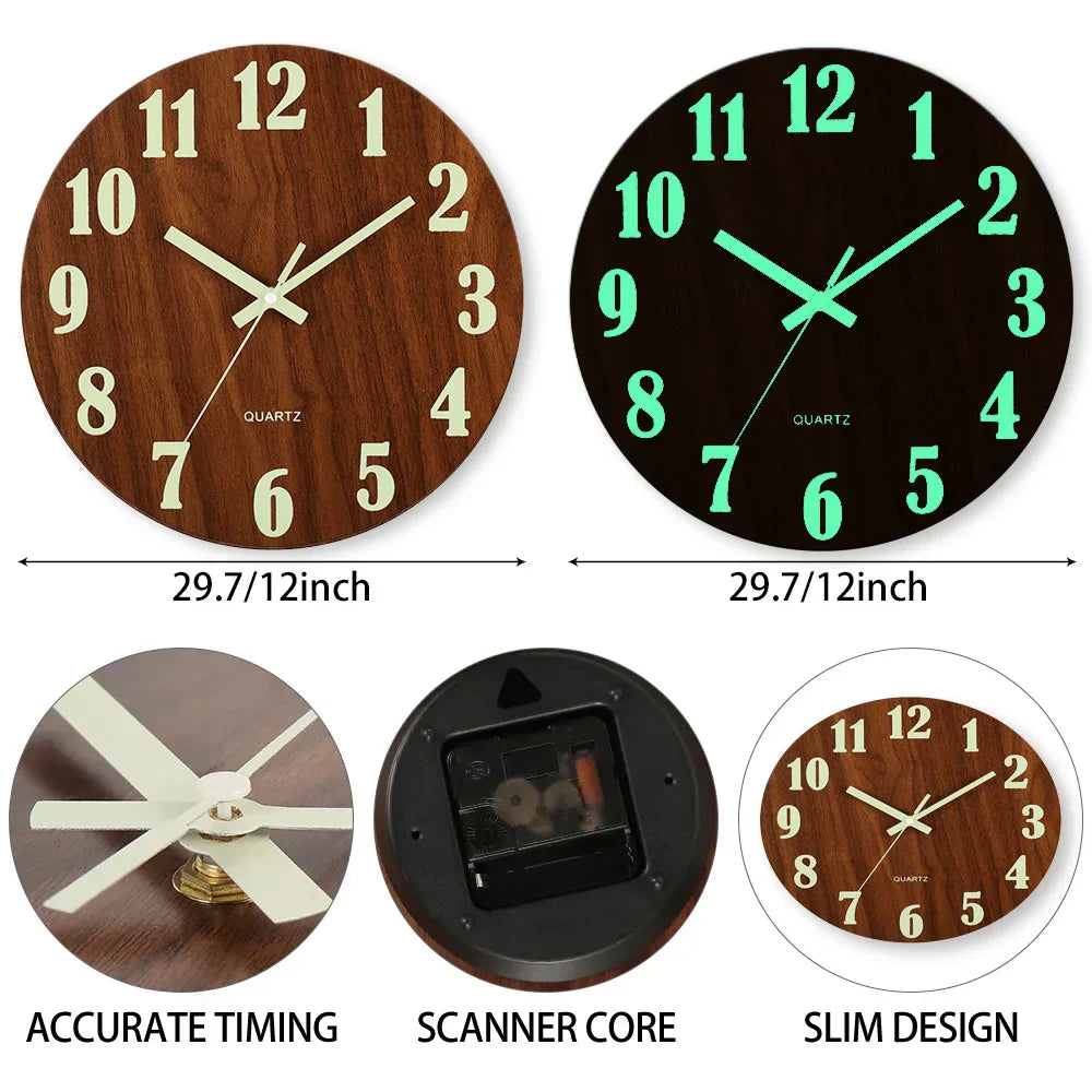 Glow-in-the-Dark Wall Clock - Stylish and Practical