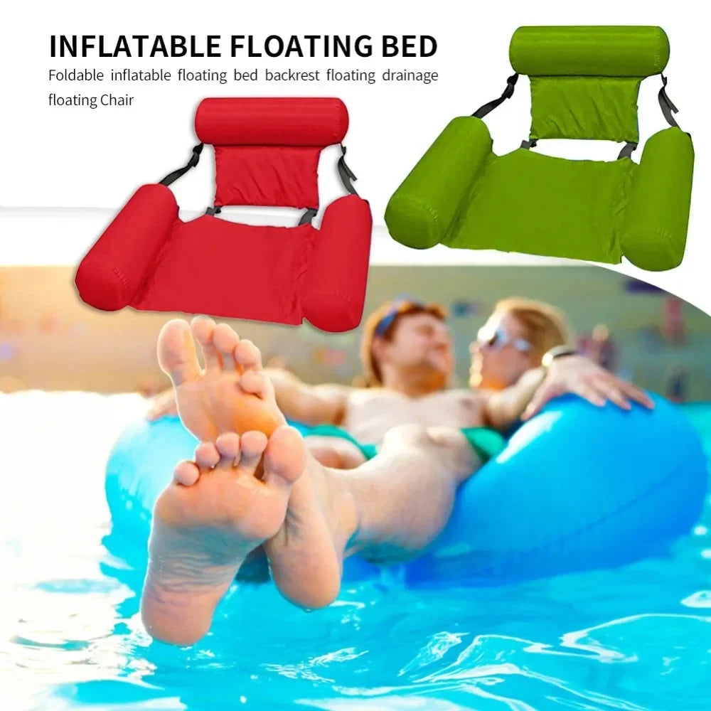 Luxury Inflatable Water Chair with Backrest - Floating Lounge Chair for Pool and Lake