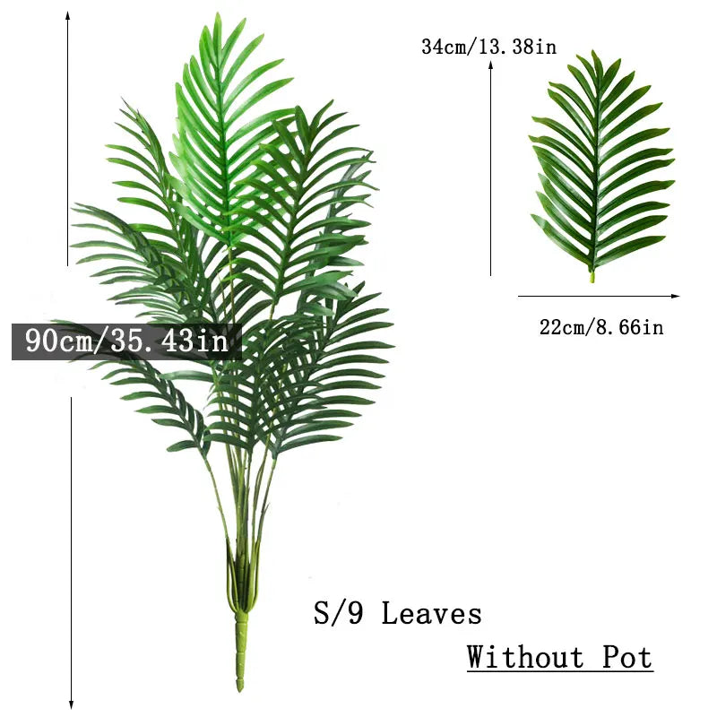 Large Artificial Palm Tree Tropical Fake Plants Green Plastic Palm Leaves 90-120cm