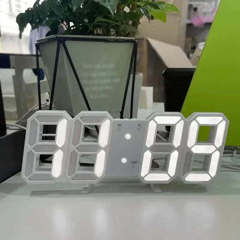3D LED Digital Clock Illuminating Mode Wall Clock Multifunctional Creative USB Plug