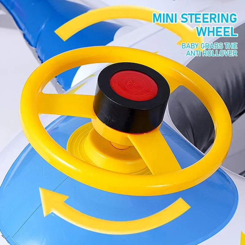 Inflatable Airplane Swim Ring for Babies – Water Toy with Steering Wheel for Summer Fun