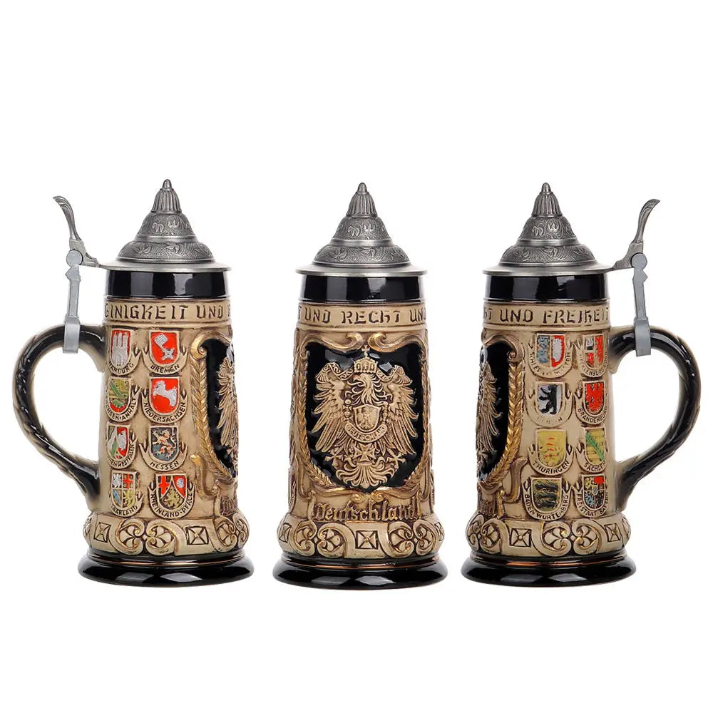 Beer Mug with Relief & Pewter Lid (0.8 L) – Bavaria Mug Oktoberfest 2025