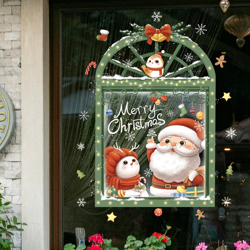 Window Christmas Decorations - Festive Decor with Santa and Animals for a Cosy Christmas