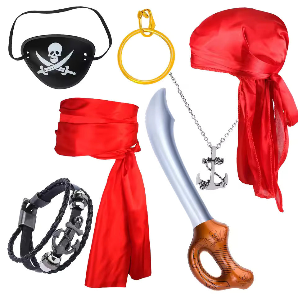 Complete Pirate Accessories Set – With Pirate Eye Patch and Sword for Costumes