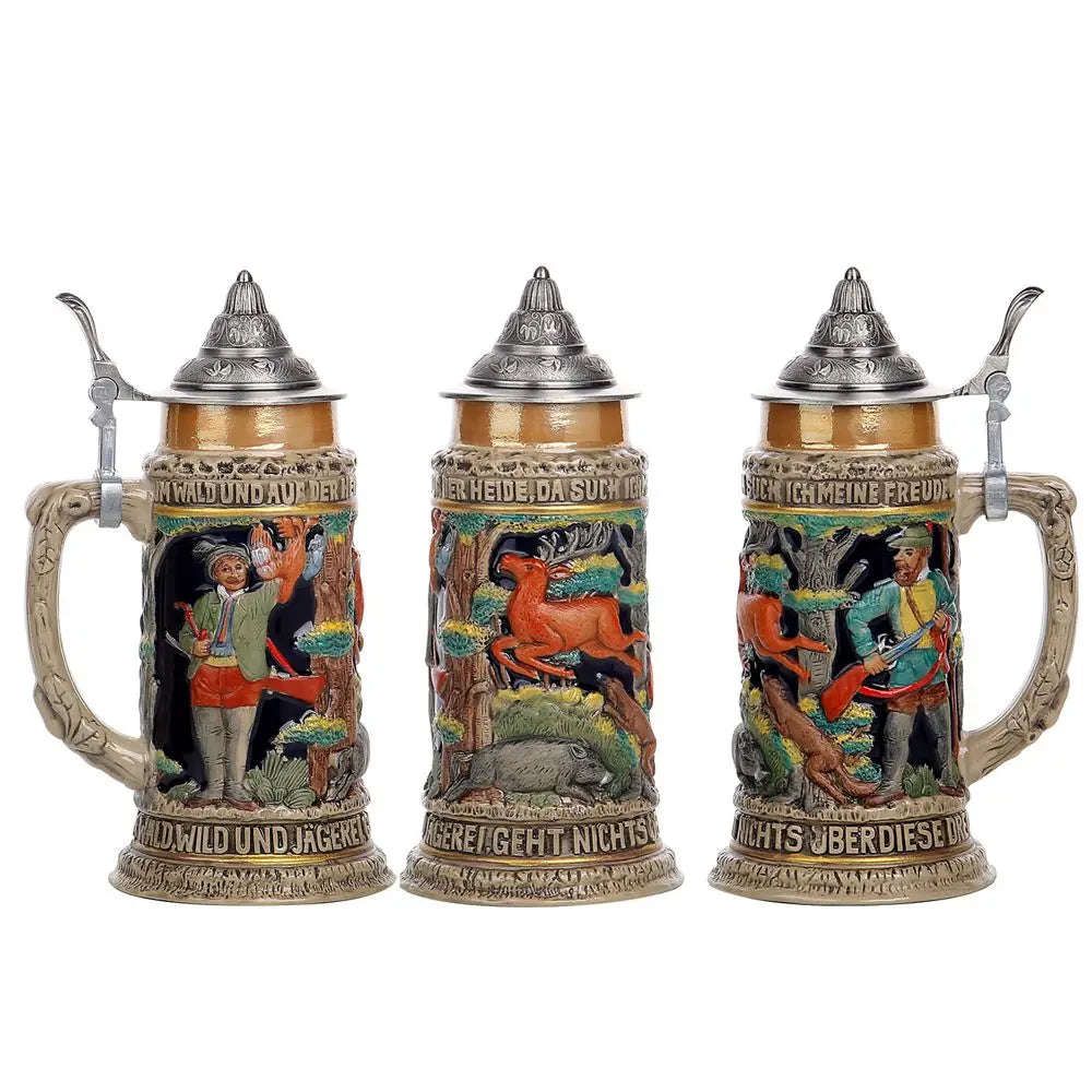 Beer Mug with Relief & Pewter Lid (0.8 L) – Bavaria Mug Oktoberfest 2025