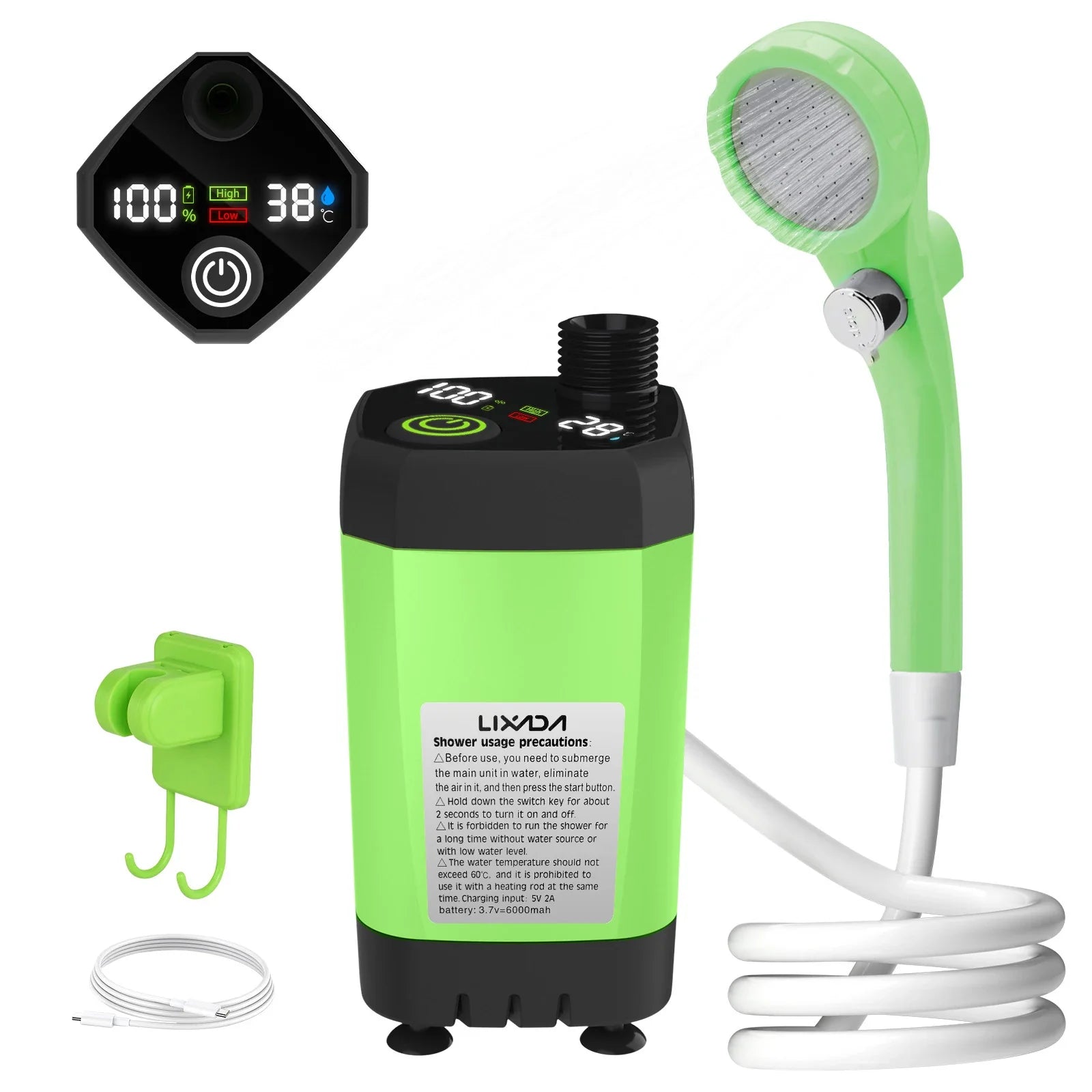 Mobile Camping Shower Kit – With Digital Display and Adjustable Water Flow for Adventurers