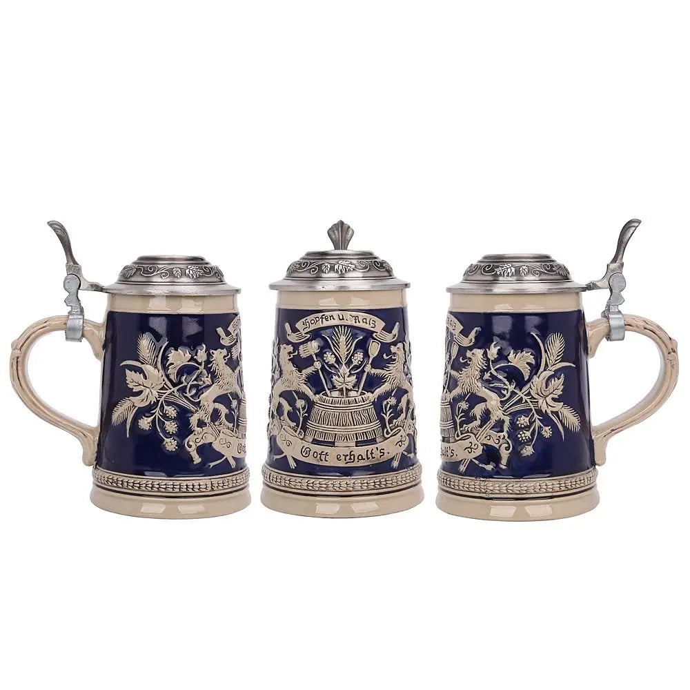 Beer Mug with Relief & Pewter Lid (0.8 L) – Bavaria Mug Oktoberfest 2025
