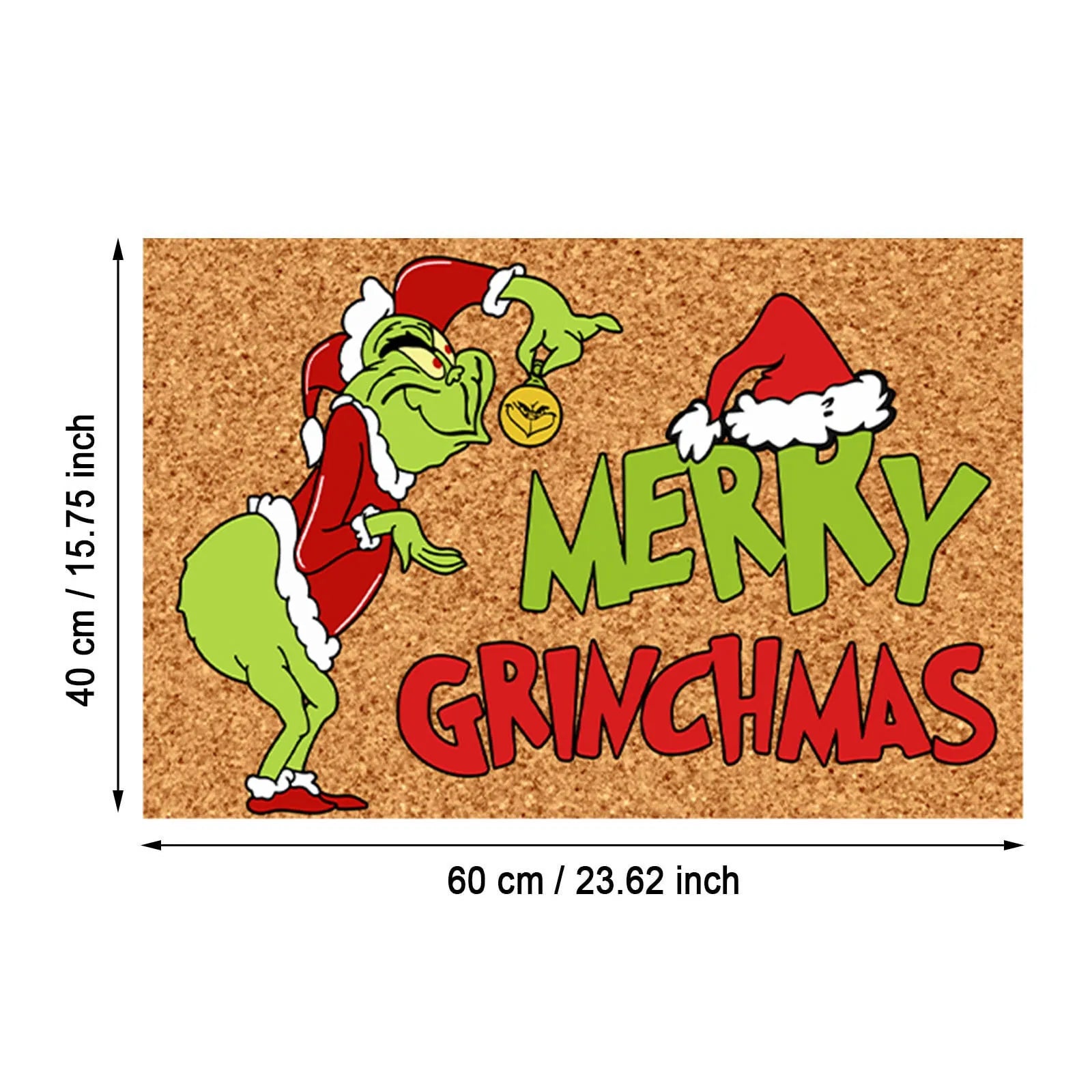 Christmas Door Mat with Grinch Design - Cheerful Welcome for the Holidays