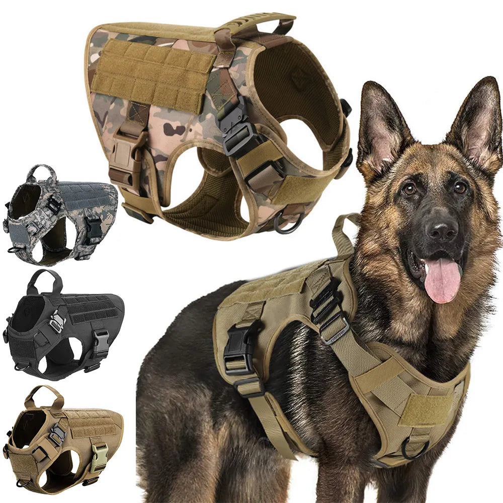 TacticalElite K9 Harness and Lead Set - Military-Style Harness for Large Dogs with Training Lead