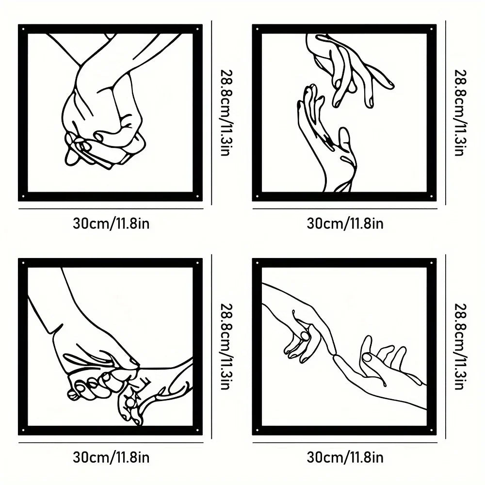 Connected Hands Metal Wall Decoration – Minimalist and Unifying