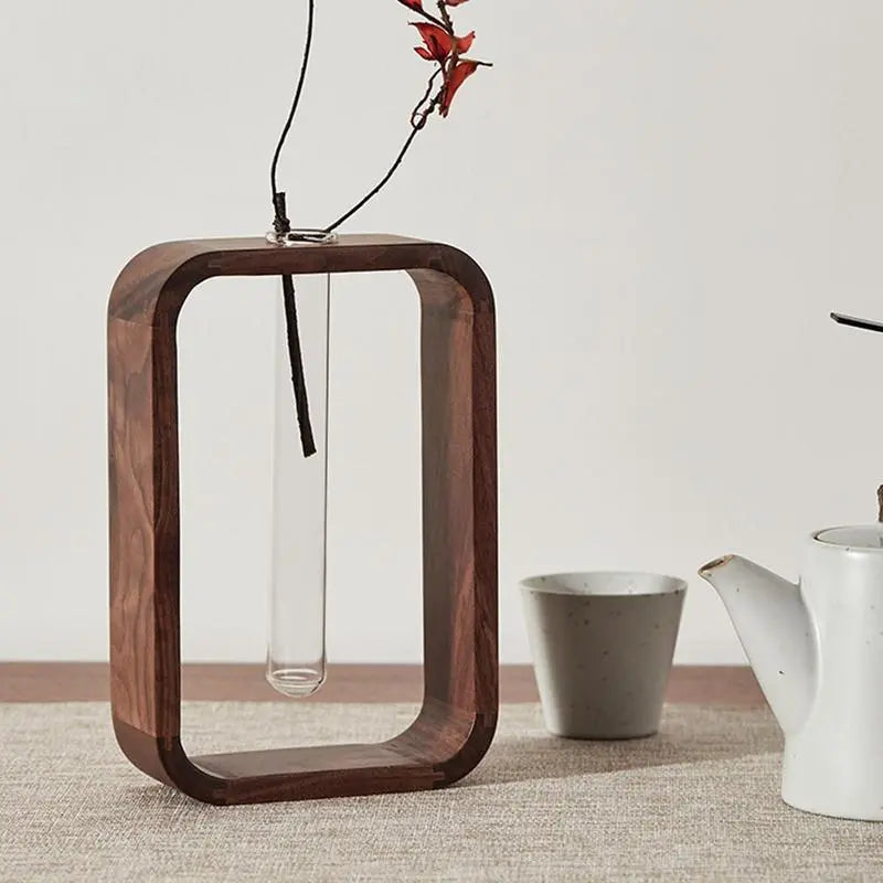 Wooden Hydroponic Glass Vase – Elegant & Sustainable Plant Vase for Hydroponic Gardening