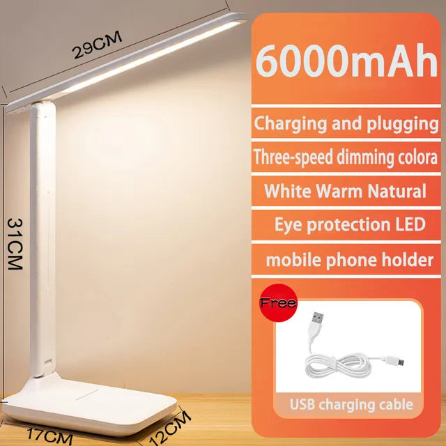 Sandsberg LED Desk Lamp | Rechargeable 6000mAh | Stepless Dimming | Foldable Desk Lamp with Touch Control