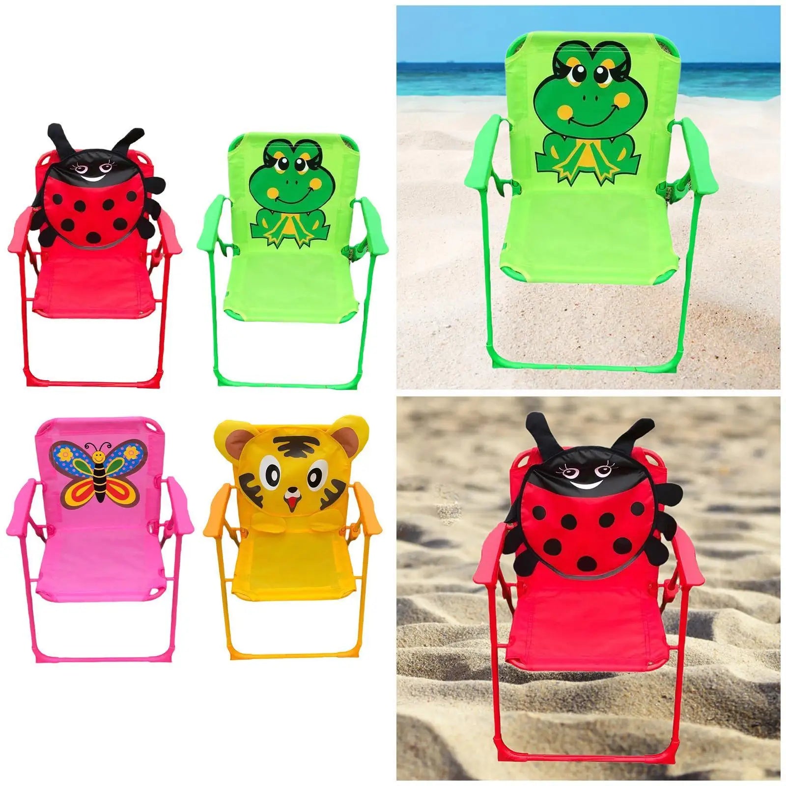 Foldable Children's Chair with Animal Print - Lightweight and Ideal for Outdoor Activities