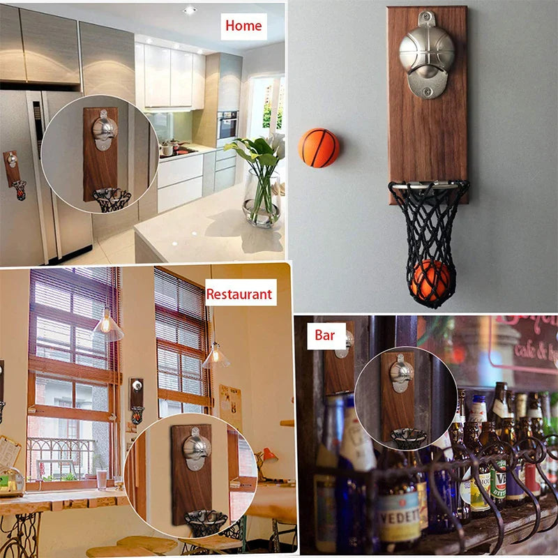 Basketball Net Wall Bottle Opener - Sporty Gift for Father's Day