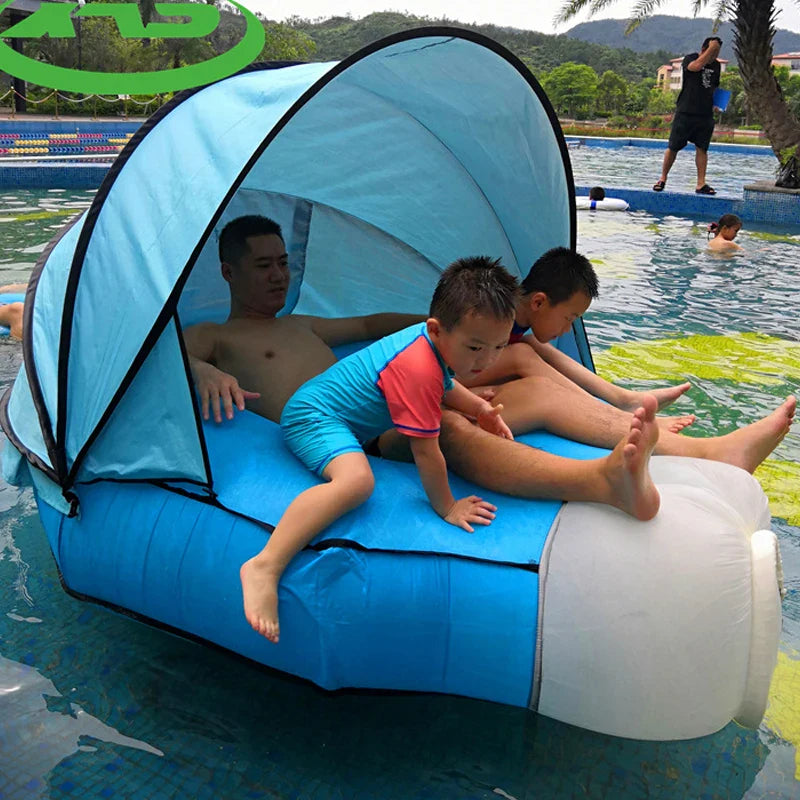 Inflatable Lounger Sofa with Shade – Comfortable and Waterproof for Beach and Pool
