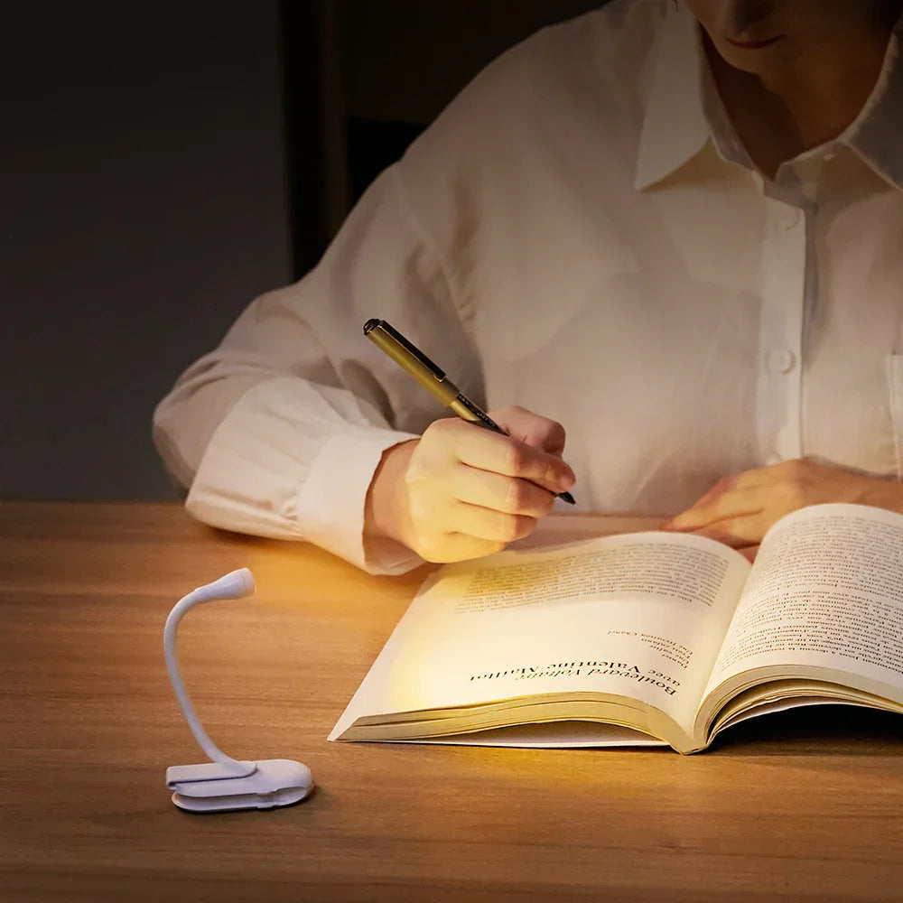 Mini Book Light - Portable Clip-On Night Light with USB Charging, Dimmable LED for Bedrooms, Eye Protection and Camping - 360° Flip Clip Book Lamp