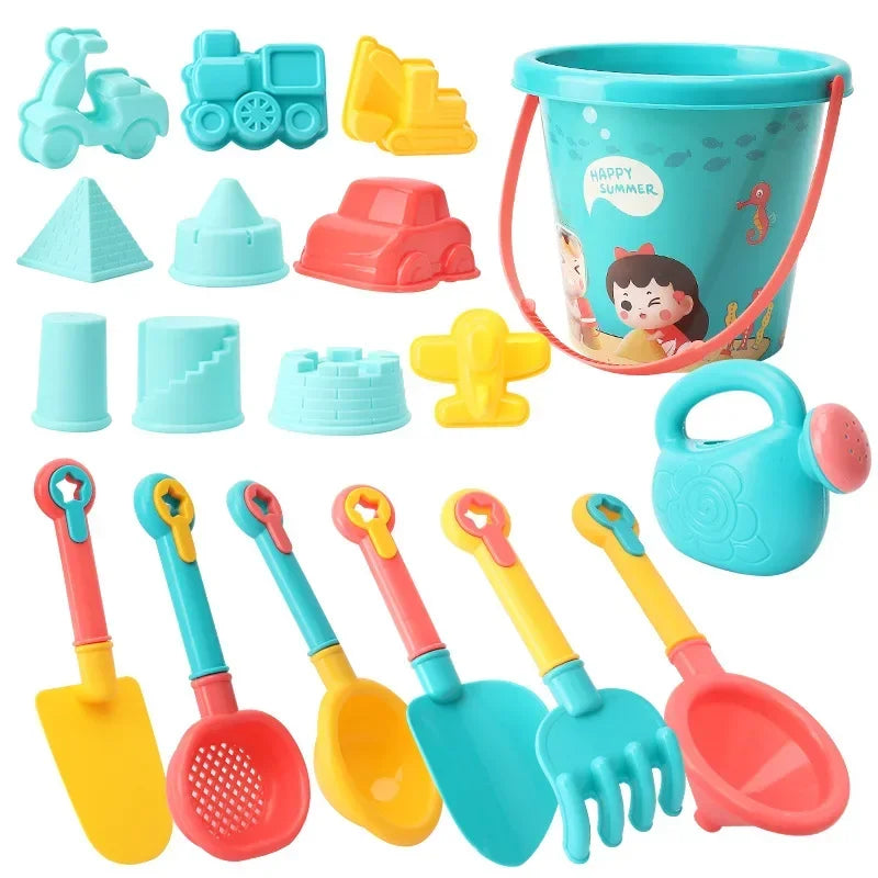 Children's Beach Toy Set – Bucket, Spade, Water Bottle and More for Summer Fun