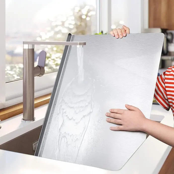 Stainless Steel Cutting Board with Non-Slip & Raised Edge - SteelEdge