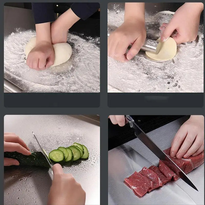 Stainless Steel Cutting Board with Non-Slip & Raised Edge - SteelEdge