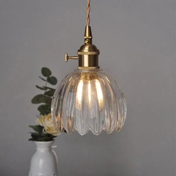Opaliere Retro Flower Pendant Lamp | Handcrafted glass hanging light with warm glow for bedroom, bar, and restaurant ambiance