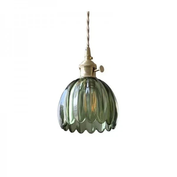 Opaliere Retro Flower Pendant Lamp | Handcrafted glass hanging light with warm glow for bedroom, bar, and restaurant ambiance