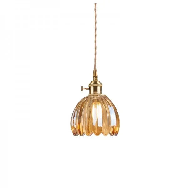 Opaliere Retro Flower Pendant Lamp | Handcrafted glass hanging light with warm glow for bedroom, bar, and restaurant ambiance