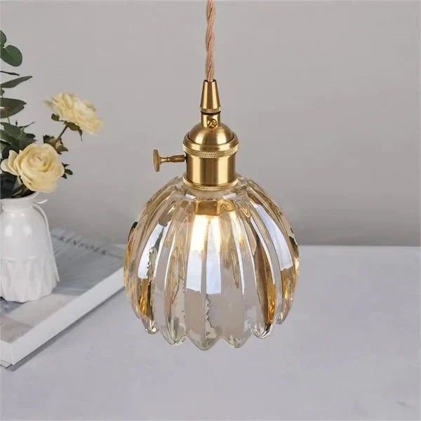 Opaliere Retro Flower Pendant Lamp | Handcrafted glass hanging light with warm glow for bedroom, bar, and restaurant ambiance